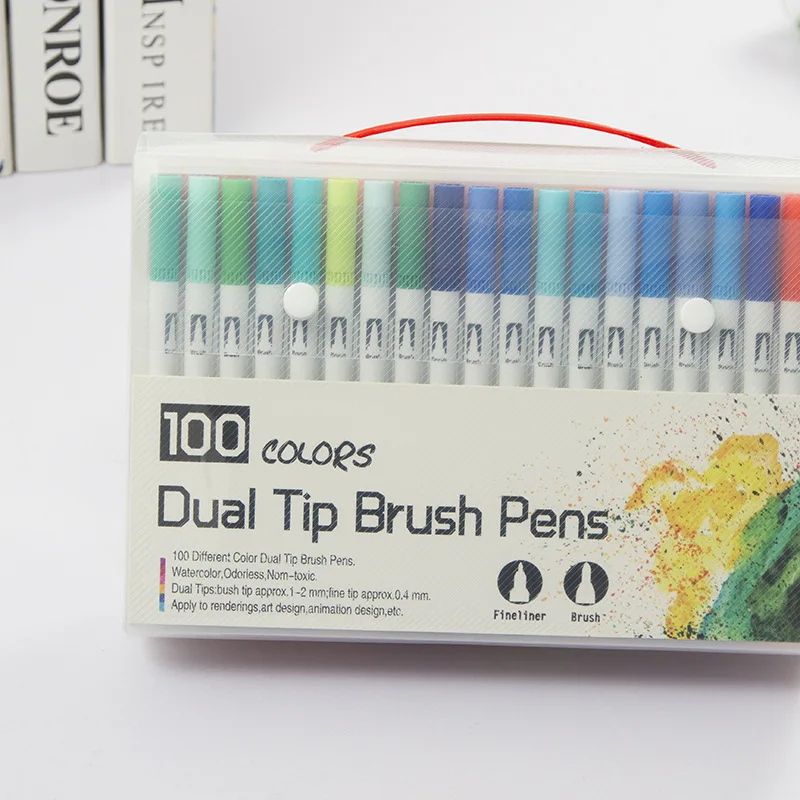 Маркеры на водной основе для рисования акварелью 100 цветов|brush marker pens|drawing penmanga