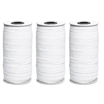 

1/4 Inch 200-Yards Length Braided Elastic Cord/Elastic Band/Bungee/ White Heavy Stretch Knit Elastic Spool