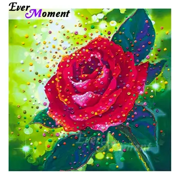 

Ever Moment Diamond Paintings Flower Red Rose Plant Full Square Resin Stones Drills DIY Handicrafts Mosaic Art Decoration 4Y1021