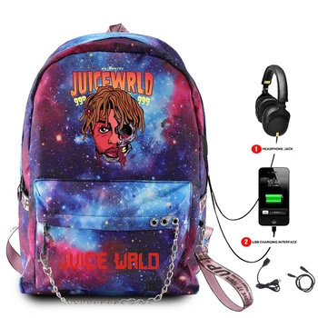 

New Juice Wrld Backpack Men Starry Sky Backpack USB Charge Multifunction Backpack Oxford School Bags Streetwear Fashion Backpack