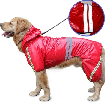 

Large Dog Raincoat Waterproof Pet Dog Clothes Lightweight Rain Jacket Hoodies Dog Rain Poncho with Stripe Reflective