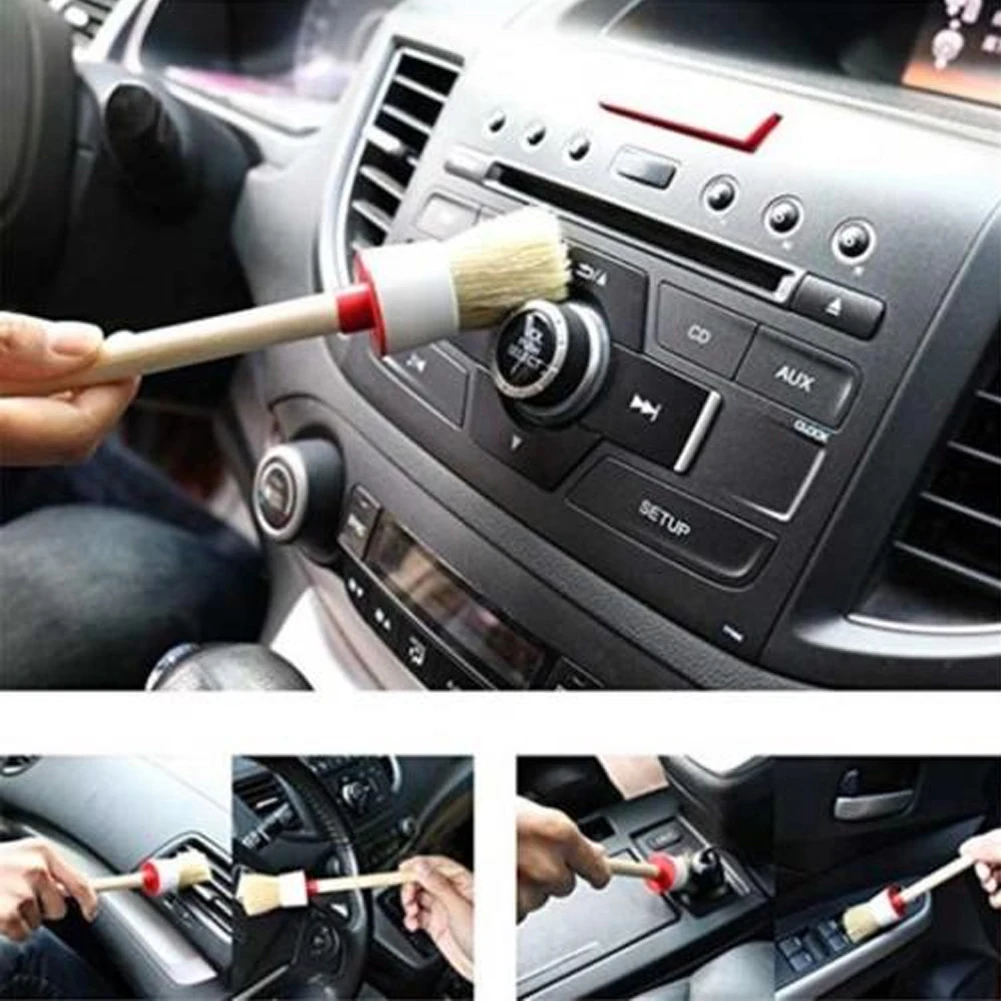 11pcs Detailing Brush Kit Air Vents Car Cleaning Dust Remove Maintain Soft Hair Tools Multiuse Interior Exterior Engine Wheel