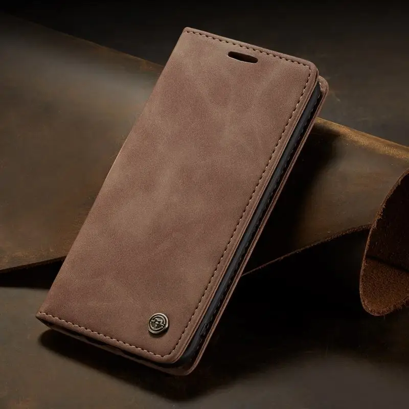 Роскошный Магнитный флип чехол для Xiaomi Redmi Note 8 Pro чехол-книжка из матовой кожи, чехол книжка для мобильного телефона Redmi Note 8 - Цвет: Brown Case