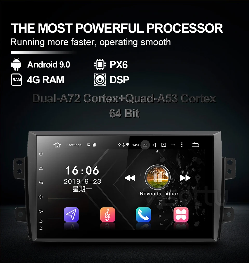 Asottu SU602 android 9,0 PX6 автомобильный dvd для Suzuki SX4 gps-навигатор автомобильный Радио Видео Аудио плеер автомобильный стерео 2 din gps плеер