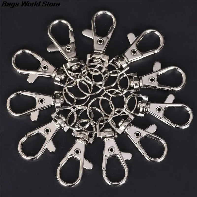 10pcs Classic Key Chain Ring Metal Swivel Lobster Clasp Clips Hooks Keychain Split DIY Bag Jewelry Accessories | Багаж и сумки