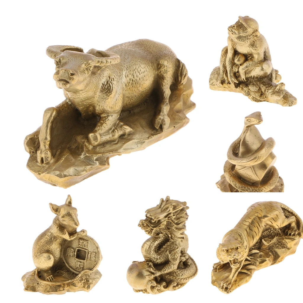 Oriental Chinese FENGSHUI Decoration Brass Zodiac Animal Figurine Sculpture Table Desk Shelf Decor.Business Gift - Rat