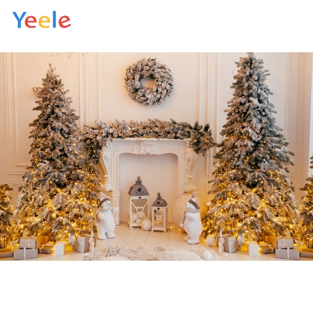 

Christmas Tree Fireplace Light White Wall Room Baby Portrait Backdrop Vinyl Photography Background For Photo Studio Photophone