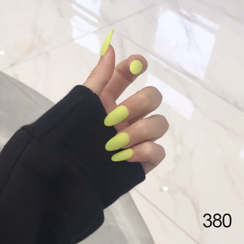 style380 Новые одноцветные матовые надавливающие ногти, Модные Цветные ножные наконечники для ногтей для девочек, сделай сам, искусственные ногти с клеевой наклейкой на ногти - Цвет: style380
