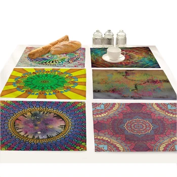 comprar Datura Mandala Flores Impressão Placemats Almofada Quente Bebida Coasters Café Chá Mesa Prato Esteira Barra Acessórios De Cozinha Tecido Doilies