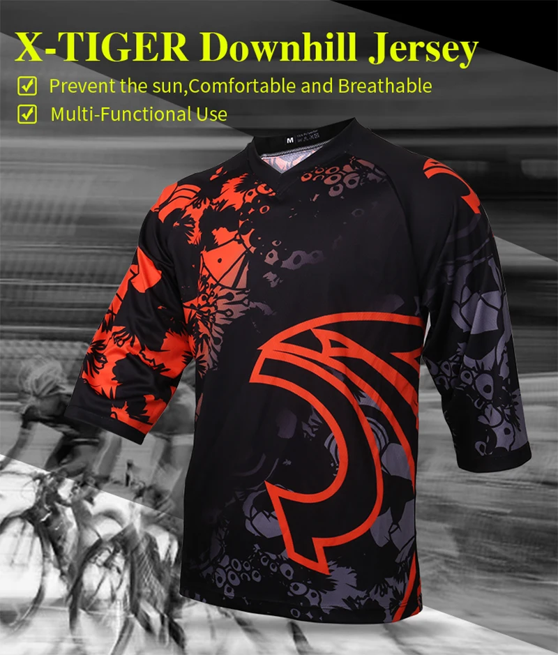 X-Tiger MTB Даунхилл велосипедная Джерси Горный велосипед футболка гонки на велосипедах велосипедные Костюмы летние быстросохнущие рубашка с мотоциклами