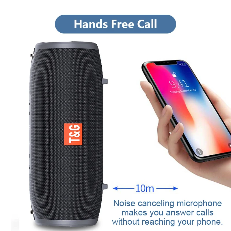 Portable Bluetooth Speaker 10w Wireless Bass Column Waterproof Outdoor Speaker Support AUX TF USB Subwoofer Loudspeaker TG125