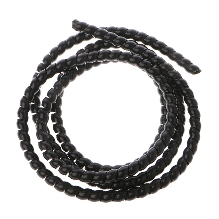 2m 10mm PP Spiral Wrapping Bands Cable Tidy Wrap Wire Management Organizer Tube D5BD - Цвет: Черный