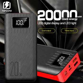 

Power Bank 20000mah Portable Charger Dual USB Fast Charging LED Micro Type C Input Powerbank External Battery For Mobile Phones