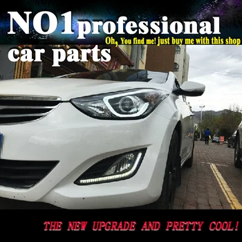 

car accessories For Hyundai Elantra headlights angel eyes 2012-2017 For Elantra head lamp bi xenon lens Hi Low Beam h7 Front