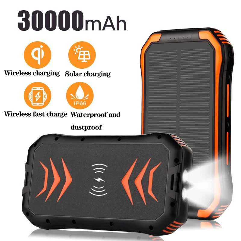 Camping Lights New 30000 MAh PD18w Fast Charge Solar Mobile Power 10W Wireless Charging Bao Tent Lights