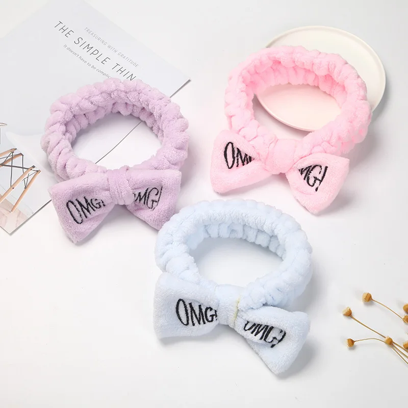 

New Headbands for Women Letter"OMG" Flannel Soft Bow Girls Turban Cute Hair Holder Hairbands Hair Band Headwear Hair Accessorie