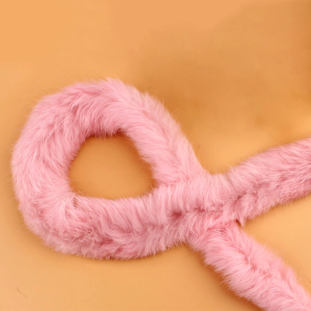 Искусственный мех кролика DIY пошив костюма пуховая куртка аксессуары ленты пушистая отделка ленты - Цвет: Розовый