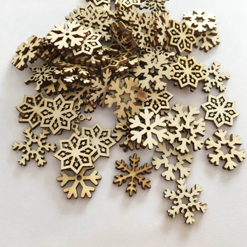 50Pcs Assorted Wooden Snowflake Xmas Wedding Tree Hanging Ornament Decoration Christmas Mug Coasters Holder Cup Mats |