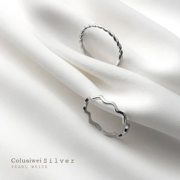 

Colusiwei Sterling Silver 925 Two Style Simple Geometric Open Adjustable Finger Ring for Women Stackable Slim Ring Fine Jewelry