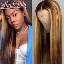 

Highlight Wig Human Hair Straight Wig 13x4 Lace Frontal Wig HD Transparent Lace Front Human Hair Wigs Straight Human Hair Wigs