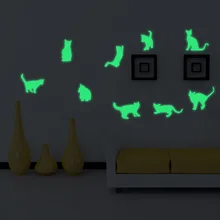 KW3204 ночник резной кот Милый Мультфильм Настенные Стикеры, горячие продажи флуоресцентная наклейка внешней торговли Горячая дома