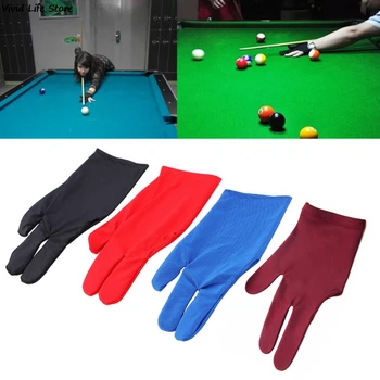 Spandex Snooker rękawiczka bilardowa basen lewa ręka otwórz trzy palce akcesoria dla kobiet i mężczyzn Unisex 4 kolory tanie i dobre opinie GUOMUZI CN (pochodzenie) Other Snooker glove