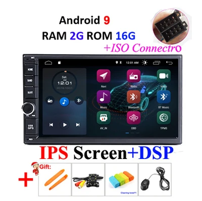 Ips DSP 4G 64G 2 din Android 9,0 автомобильный мультимедийный плеер видео gps навигация головное устройство в тире автомобильный ПК стерео радио без dvd obd2 FM - Цвет: ISO 2G 16G IPS DSP