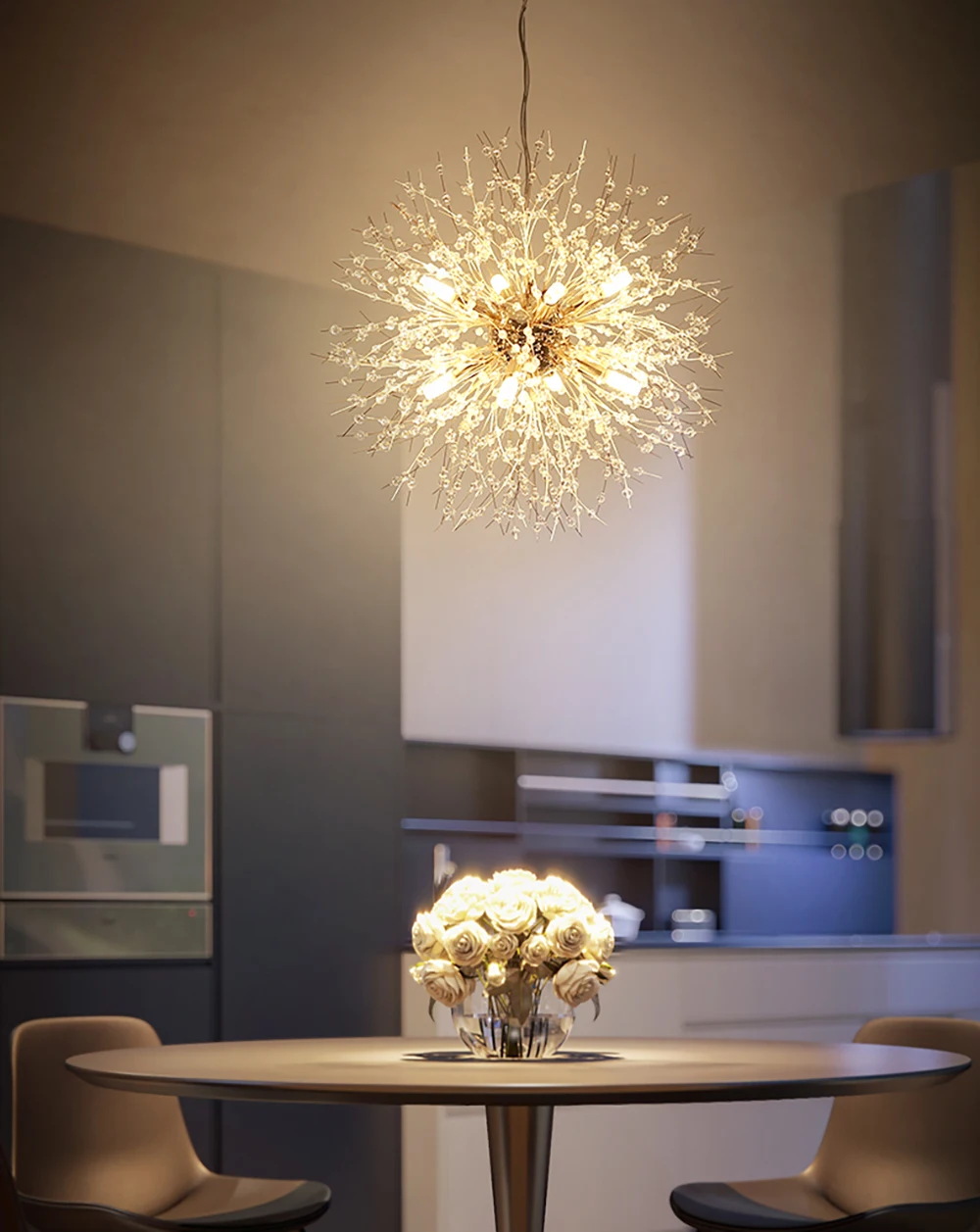 Crystal snowflake chandelier For Living Room Kitchen Rectangle Globe Dandelion chandelier Nordic Decor round led ceiling lamp foyer chandelier