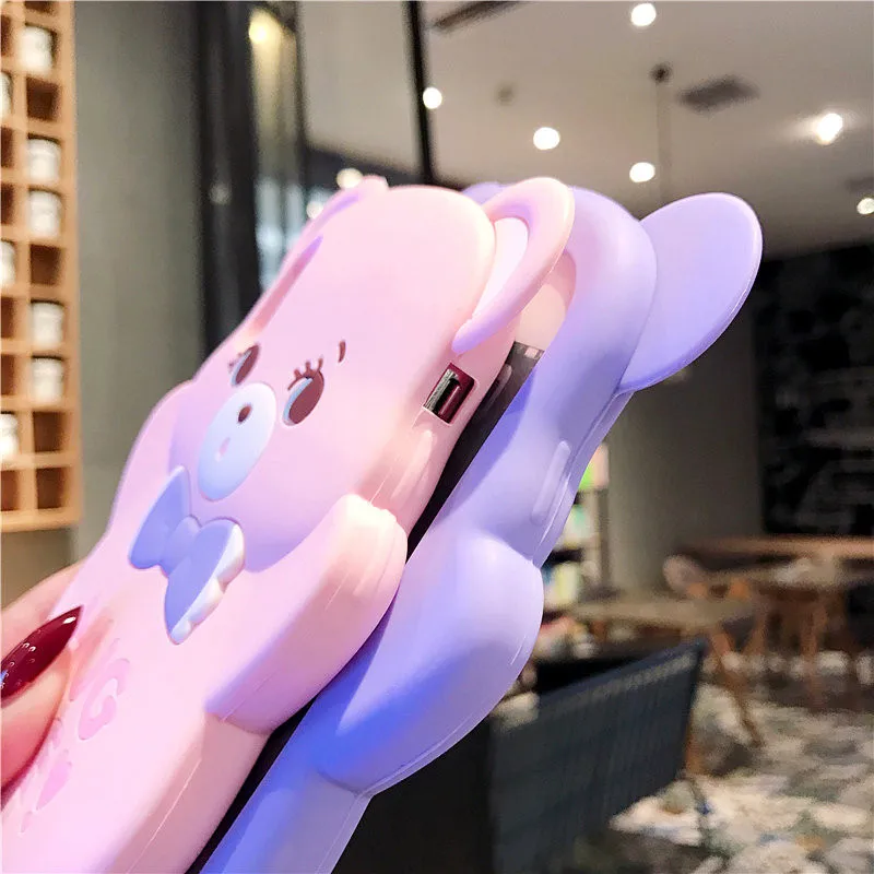 3D чехол с изображением розового медведя для iPhone 11 Pro Max, мягкий силиконовый чехол для iPhone 7 8 6 6 s PIus XS Max X XR 10 5 5S SE, задняя крышка