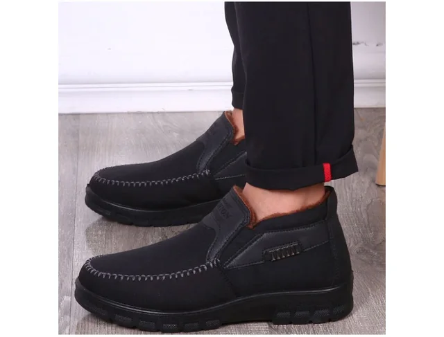 Zapatos cálidos de lona para hombre, calzado informal de calidad con botines de piel, talla grande 47 48, de algodón, para invierno y otoño _ - AliExpress Mobile