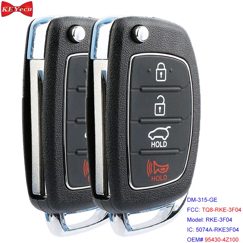 KEYECU 2 шт для hyundai Santa Fe 2013 дистанционный автомобильный брелок FCC ID: TQ8-RKE-3F04 95430-4Z100