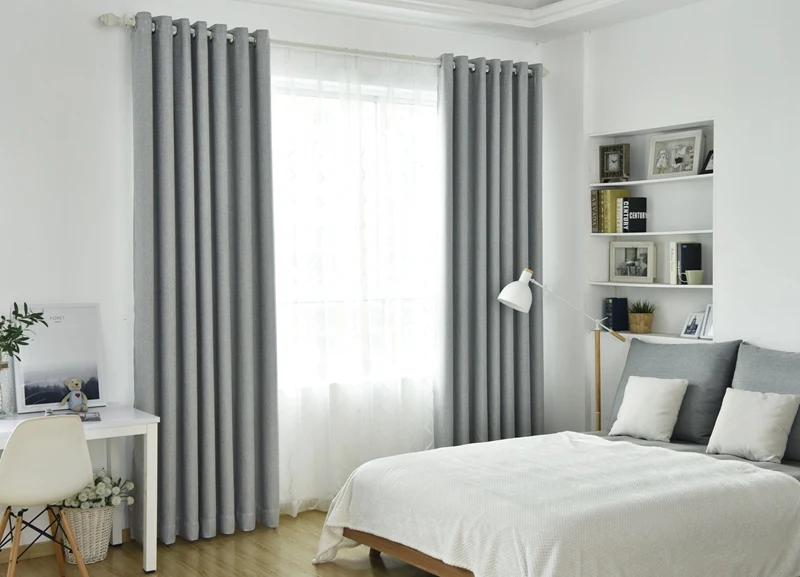 Серые однотонные современные шторы для гостиной плотные шторы Cortinas Cocina с высоким затенением (70%-90%)
