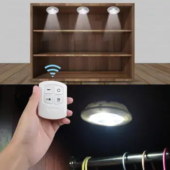 

Dimmable Under Cabinet LED Night Light Battery Operated Puck Lighting Closets Lights with Remote Control for Wardrobe Kitchen