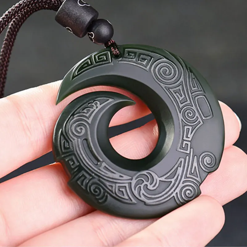 Pendant Necklace Natural Jade Pendant Necklace Hetian Jade Jewelry For Men Gift Buddhist Lucky Necklace Pendant Free Box
