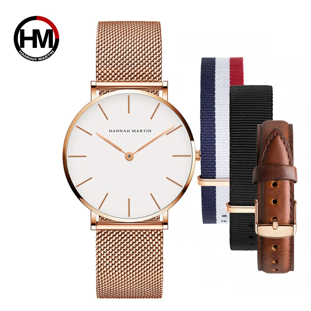 Dropship Women Watch Japan Quartz Design Waterproof Rose Gold Stainless Steel Mesh 1 set 3psc Band Lady watches relogio feminino afbeelding