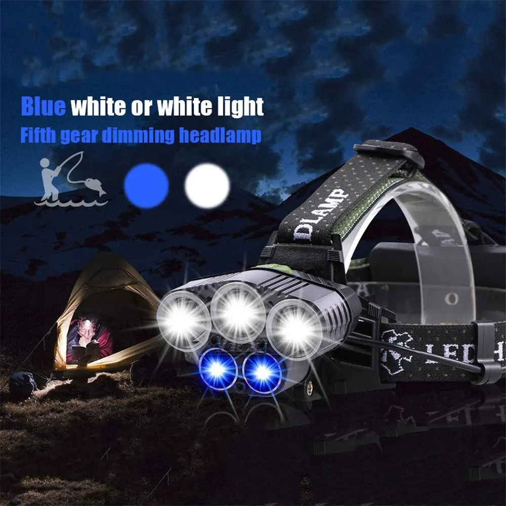 Лампа фронтальная usb перезаряжаемая a led 3 шт 10 Вт белый с 5 Вт синий или 2 шт Белый T6 Q5 Головной фонарь фонарик