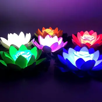 

6Pcs Water Floating Lotus Light Wishing Light Water Lantern Flower Shaped Pool Light Buddha Light With Batteries Garden Decor
