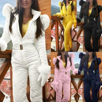 

Women Winter Jumpsuit Zipper Ski Suit Warm Snowsuit Outdoor Sports Pants Ski Suit Waterproof Jumpsuit Large Size Hot Sale TY66