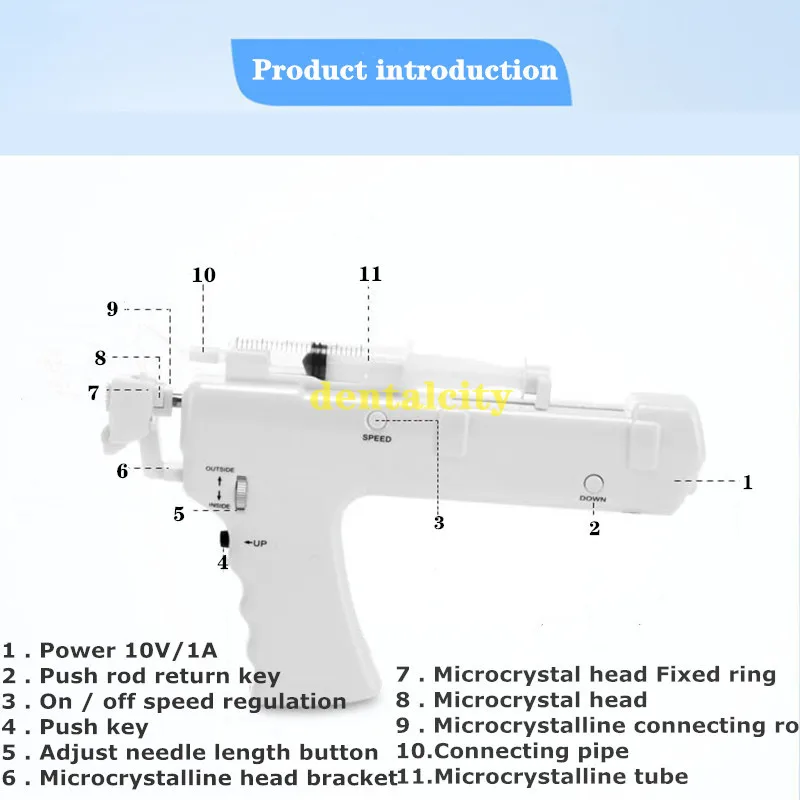 Ванадиевый титановый мезотерапевтический пистолет высокого давления для лифтинга лица PRP инъекции микрокристаллический мезогун