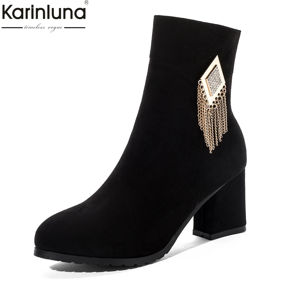 

Women's 2020 big Size 32-45 top quality Shoes Woman Boots female Chunky Heels high heeled Ankle Boots Women Shoes