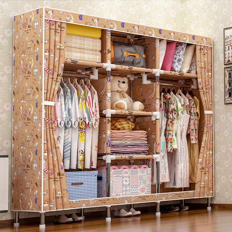 

Suo Ernuo Wardrobe Simplicity Cloth Wardrobe Steel Tube Rough Reinforced Storage Cabinet Assembly Minimalist Modern Economical