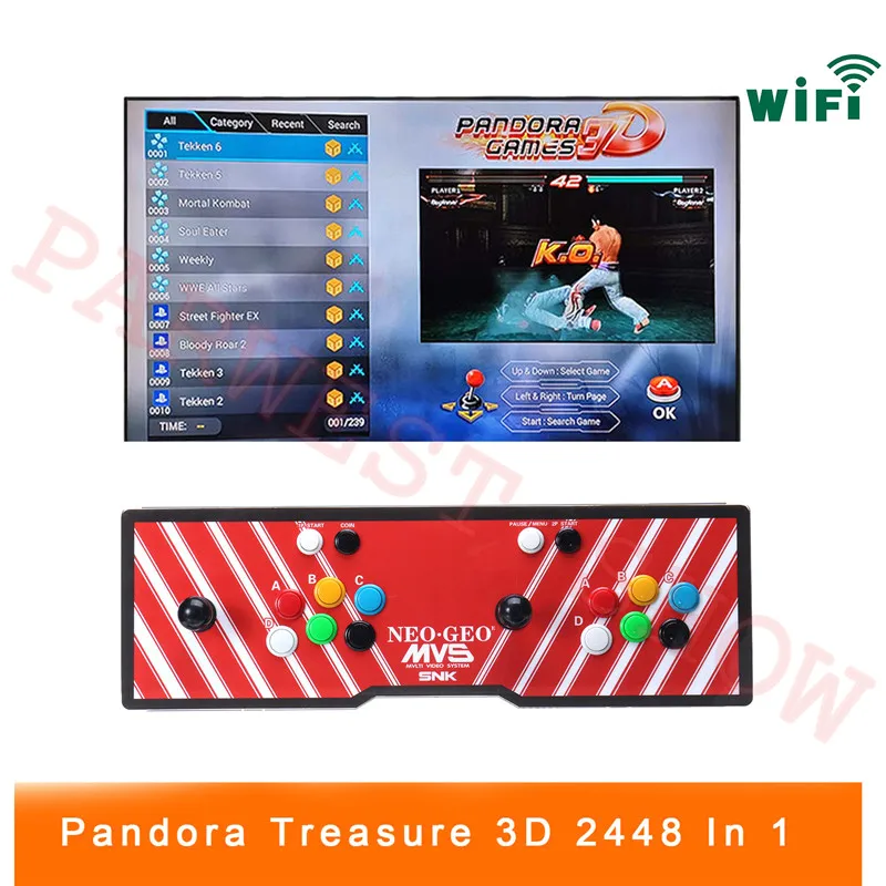 2 игрока 2448 в 1 мутил доска 3D Pandora игры коробка аркадная игровая консоль 1920x1080 Full HD для ПК/ноутбука/ТВ/PS контроллер(SNK