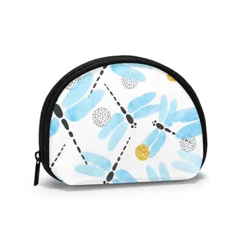 

Wallets Women Zipper Coin Purses Clutch Wallet Female Money Credit Card Holder Blue Watercolor Dragonfly