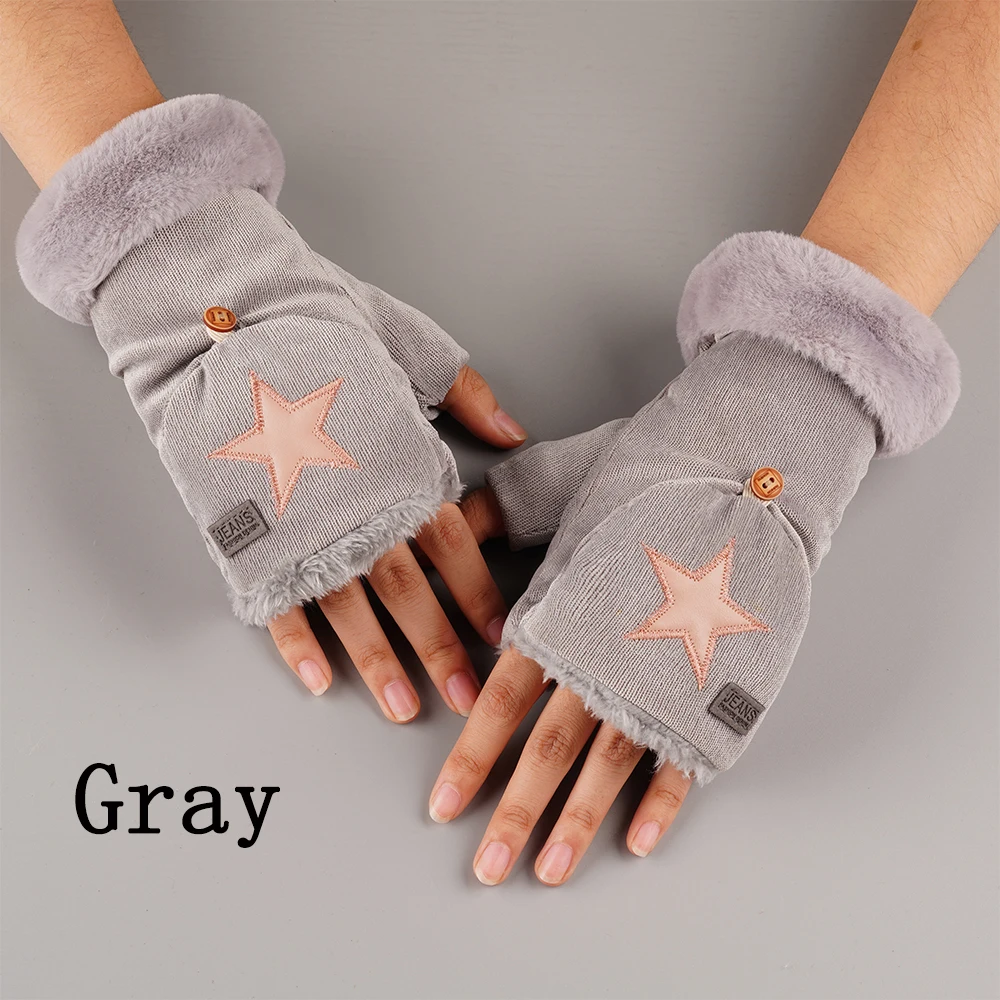YU XUE QING Star Flip милые перчатки высокого качества, теплые зимние перчатки без пальцев, мягкие митенки ярких цветов