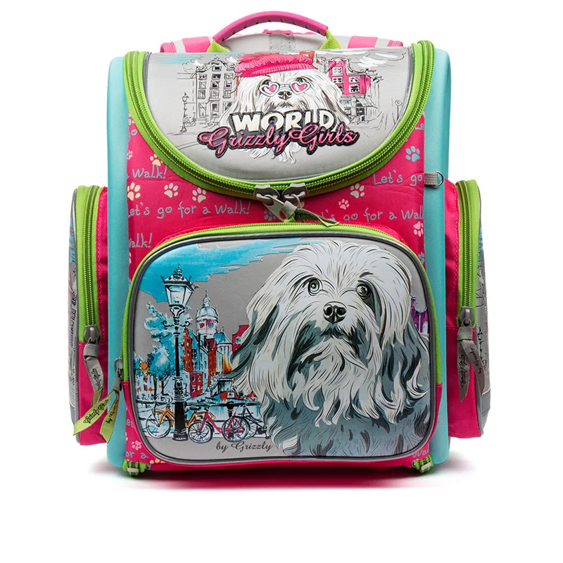 Школьные сумки для девочек с рисунком собаки из мультфильма, нейлоновый водонепроницаемый складной ортопедический рюкзак, школьный портфель, детский Ранец, школьный ранец для мальчиков - Цвет: as picture