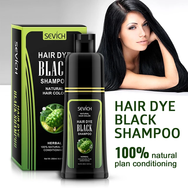Sevich Hair dye Black Shampoo 250ml Fast Dye Hair Shampoo Natural Anti Hair Loss Moisturizing Refreshing