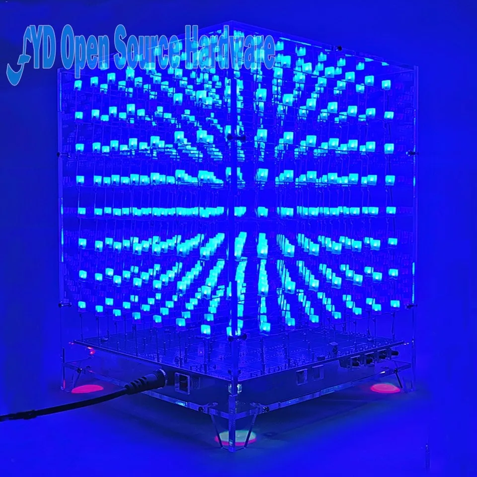 1PCS 3D LightSquared DIY Kit 8x8x8 3mm LED Cube Green Ray LED 