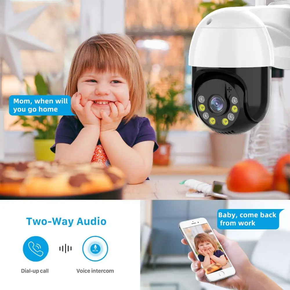3MP PTZ Wireless IP Camera Waterproof 4X Digital Zoom Speed Dome Super 1296P WiFi Security CCTV Camera Audio Colorful Night