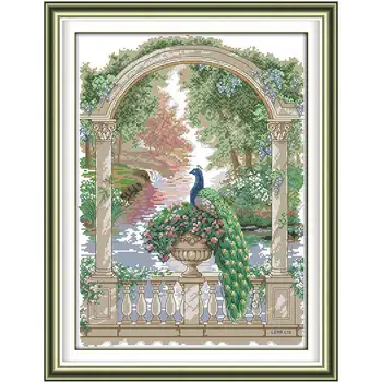 

Green peacock animals counted printed on the canvas 11CT 14CT DIY kit Cross Stitch embroidery needlework Sets home decor