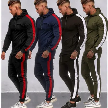 

Mens Tracksuit Elastic Waist O-Neck Pockets Sweat Suits Men Solid Long Sleeve Men Clothes 2020 Casual Tracksuit Streetwear
